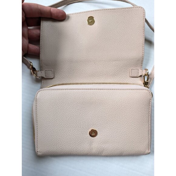 Tory Burch Bombe Flat Wallet Crossbody Pink READ Small Leather - Picture 5 of 13